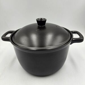 World Market Round Stovetop Small Pot & Lid Black Ceramic Oven & Dishwasher Safe